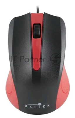 Мышь проводная Oklick 225M черный/красный, 1200 dpi, USB, кнопки - 3