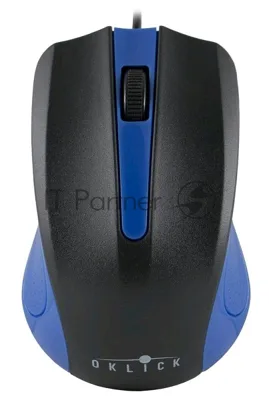Мышь проводная Oklick 225M черный/синий, 1200 dpi, USB, кнопки - 3