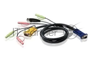 Кабель ATEN KVM Cable 2L-5305U Кабель для KVM: USB(Am)+DB15(m)+2*Audio (PC) -на- SPHD15(m)+2*Audio (KVM), 5м