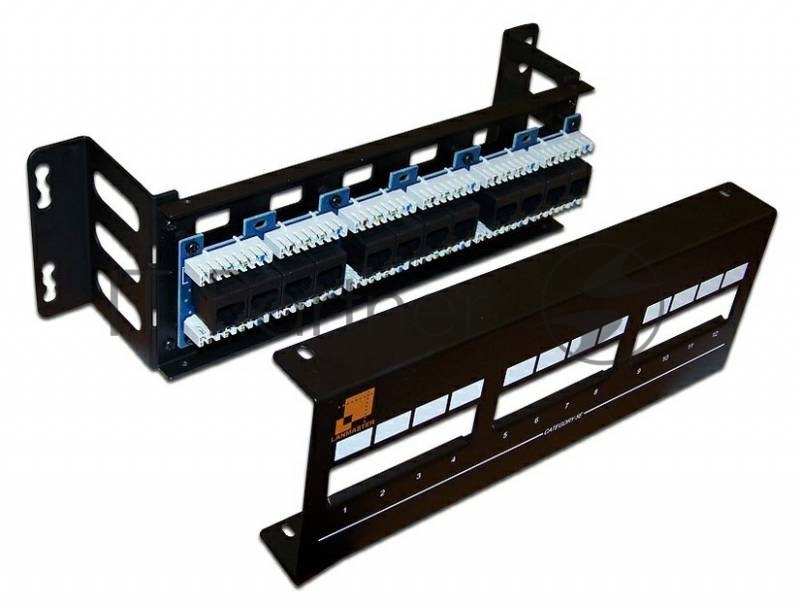 Патч-панель Lanmaster LAN-PPF12U5E/W 19" 1U 12xRJ45 кат.5e UTP