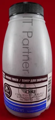 Тонер OKI C301/C321/C310/C330/C331/C510/C511/C530/C531/C3300/C3400/C3450/C3520/C3530/C3600/MC350/MC351/MC352/MC360/MC361/MC362/MC561/MC562 Black (фл., 70г) B&W Premium (Tomoegawa) - фас.России