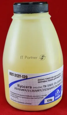 Тонер Kyocera TK-590Y, FS-C5250/2026MFP/2126MFP/2526MFP/2626MF Yellow (фл. 120г) 5K B&W Standart (Tomoegawa) фас России