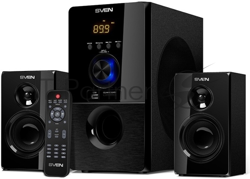 Акустическая система SVEN MS-2050 черный (2x12,5W + Subwoofer 30W, дерево, USB, SD, FM, ПДУ, Bluetooth)