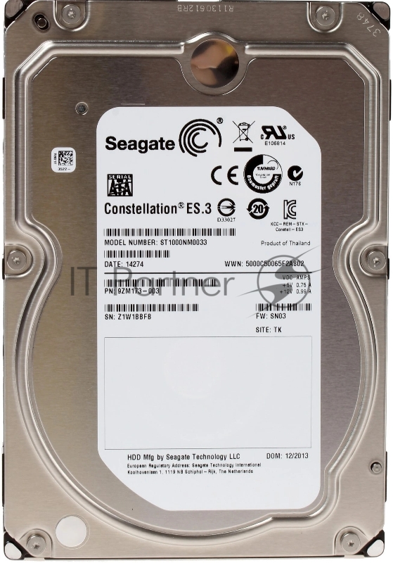 Жесткий диск HDD Seagate Constellation ES.3 1Tb 7200rpm SATA 128Mb 3.5"
