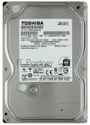 Жесткий диск HDD Toshiba DT01ACA 1Tb 7200rpm SATA 32Mb 3.5"