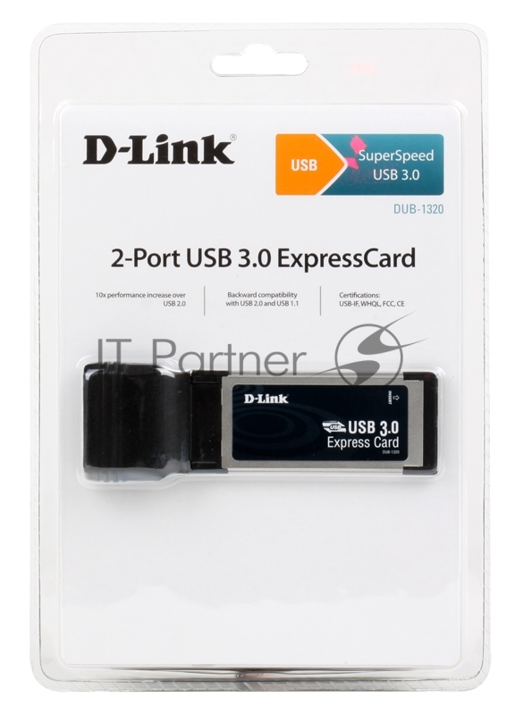 Адаптер D-Link DUB-1320 2-портовый USB 3.0 для шины ExpressCard