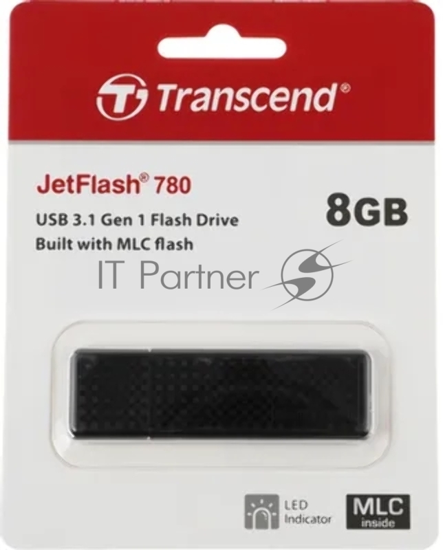 Флешка USB Transcend JetFlash 780 (TS8GJF780), 8Gb, USB 3.0, R/W 140/40, черный/серебристый