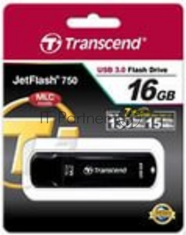Флешка USB Transcend Jetflash 750 (TS16GJF750K), 16 Gb, USB 3.0, R/W 130/15, черный