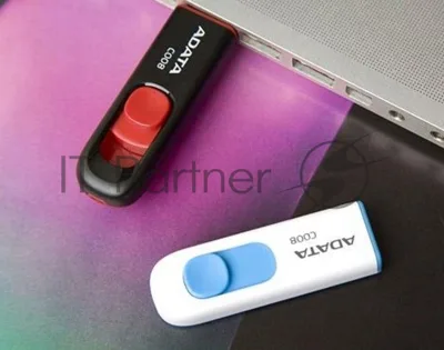 Флешка USB ADATA C008 (AC008-32G-RWE), 32Gb, USB 2.0, R/W 15/5, белый/синий