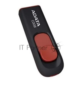 Флешка USB ADATA С008 (AC008-32G-RKD), 32Gb, USB 2.0, R/W 15/5, черный/красный