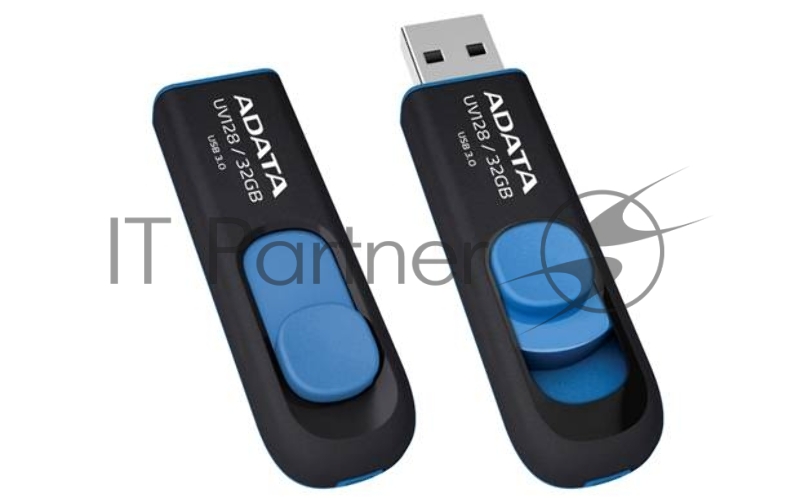 Флешка USB ADATA UV128 (AUV128-32G-RBE), 32Gb, USB 3.0, R/W 100/30, черный/синий