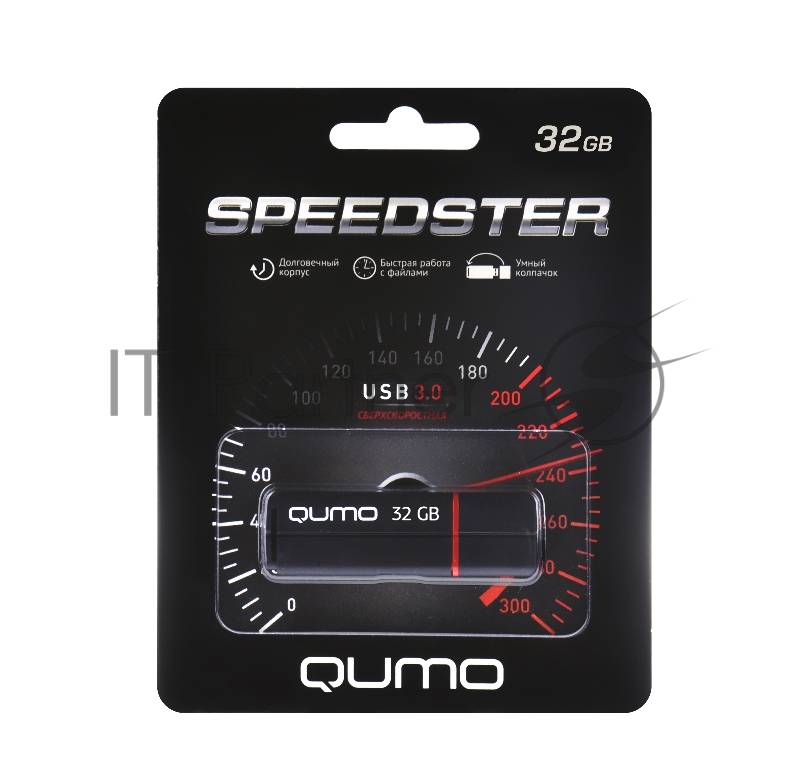 Флешка USB 3.0 QUMO 32Gb, Speedster черный