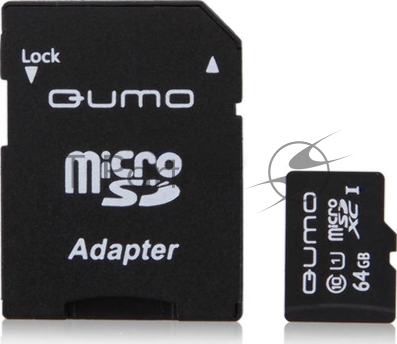 Флеш карта QUMO QM64GMICSDXC10U1 64Gb MicroSDXC Class 10 UHS-I, SD adapter