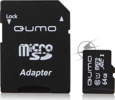 Флеш карта QUMO QM64GMICSDXC10U1 64Gb MicroSDXC Class 10 UHS-I, SD adapter