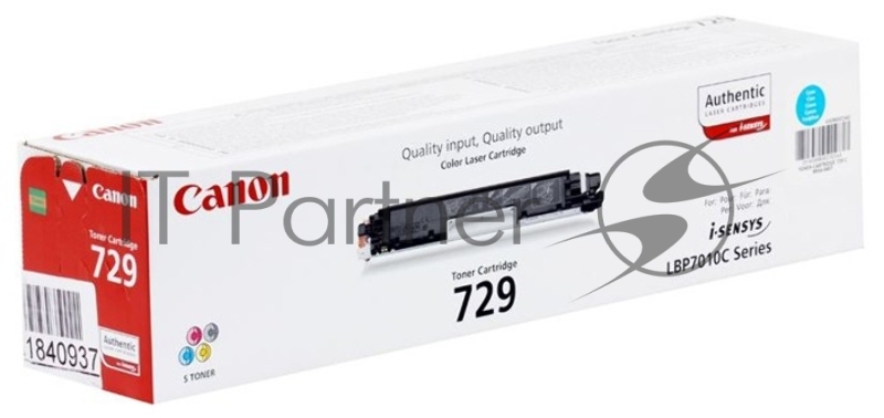 Картридж лазерный Canon Cartridge 729C (4369B002) голубой (1000 стр.) для Canon i-Sensys LBP-7010C/7018C