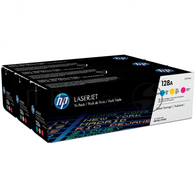 Картридж лазерный комплект HP CF371AM голубой/пурпурный/желтый для LaserJet PRO CP1525N/CP1525NW (3 х 1300)