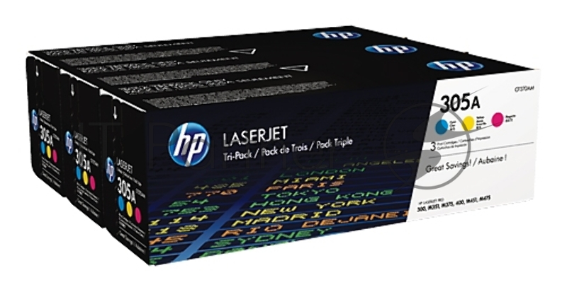 Картридж лазерный набор HP CF370AM № 305A голубой/пурпурный/желтый CLJ M451 (CE411A+CE412A+CE413A)