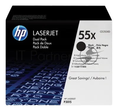Картридж лазерный набор из 2 шт HP LaserJet CE255XD черный для LJ P3015(2 х 12500 стр)