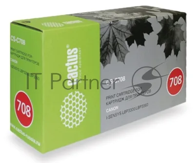 Картридж лазерный Cactus CS-C708 черный (2500 стр.) для Canon i-SENSYS LBP3300/LBP3360