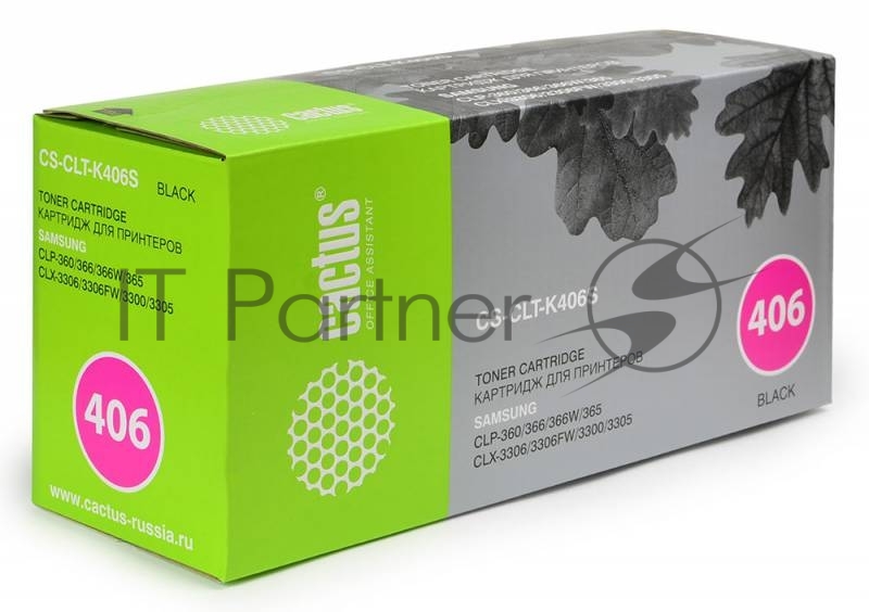 Картридж лазерный Cactus CS-CLT-K406S черный (1500 стр) для Samsung CLP-360/365/CLX-3300/3305