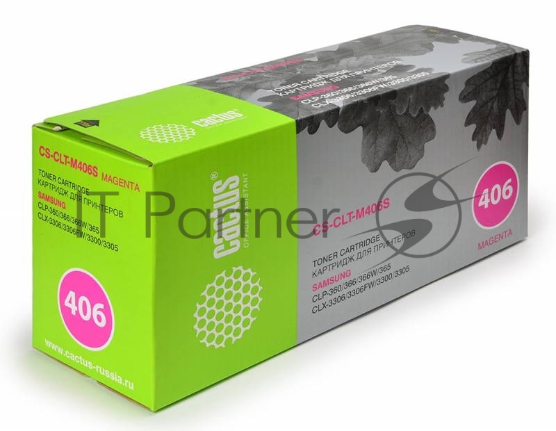 Картридж лазерный Cactus CS-CLT-M406S magenta пурпурный (1000 стр.) для принтеров Samsung CLP-360/365/CLX-3300/3305