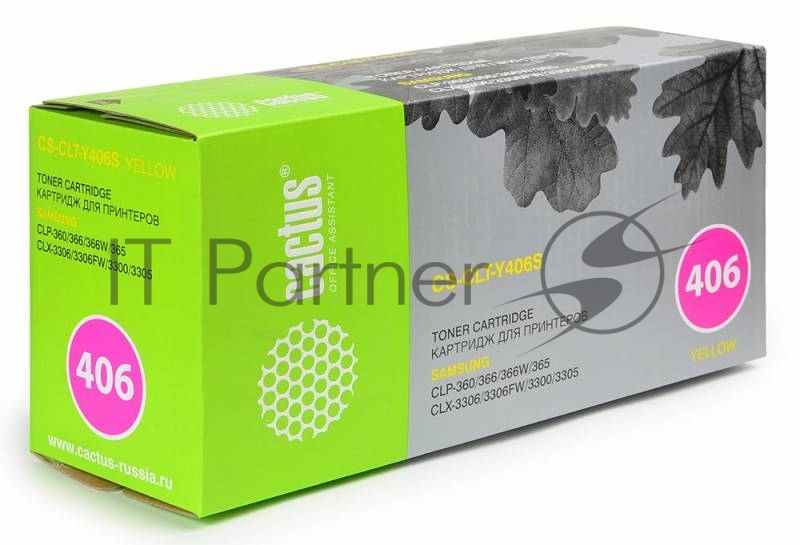 Картридж лазерный Cactus CS-CLT-Y406S yellow желтый (1000 стр.) для Samsung CLP-360/365/CLX-3300/3305