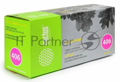 Картридж лазерный Cactus CS-CLT-Y406S yellow желтый (1000 стр.) для Samsung CLP-360/365/CLX-3300/3305