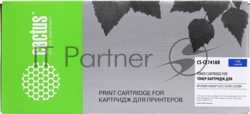 Картридж лазерный Cactus CS-CE741A голубой (7300 стр.) для HP CLJ CP5220/CP5221/CP5223/CP5225/CP5227/CP5229