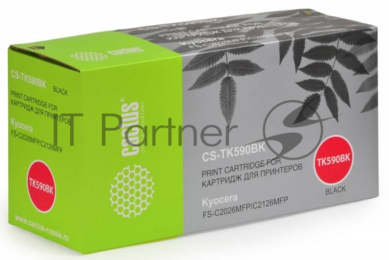 Картридж лазерный Cactus CS-TK590BK черный (7000 стр.) для FS-C2026MFP/C2126MFP/C2526MFP/C2626MFP/C5250DN