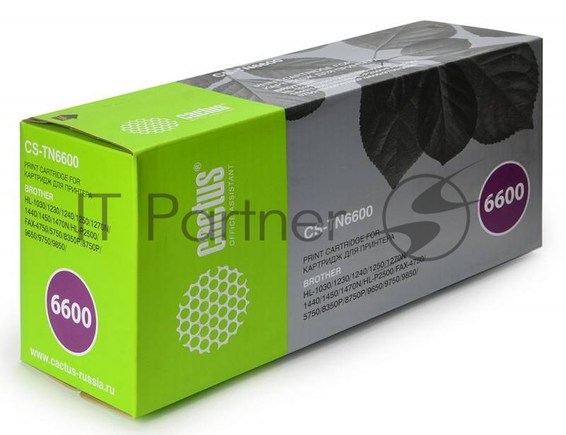 Картридж лазерный Cactus CS-TN6600 черный (6000 стр.) для Brother HL-1030/1230/1240/1250/1270N/1440/1450/1470N
