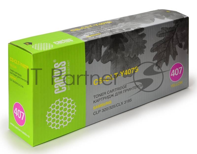 Картридж лазерный Cactus CS-CLT-Y407S желтый (1000 стр.) для Samsung CLP-325/CLX-3185