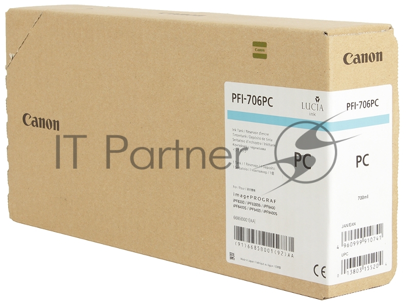Картридж струйный Canon PFI-706 PC (6685B001) фото голубой (700 мл) для Canon iPF8300S/8400/9400S/9400