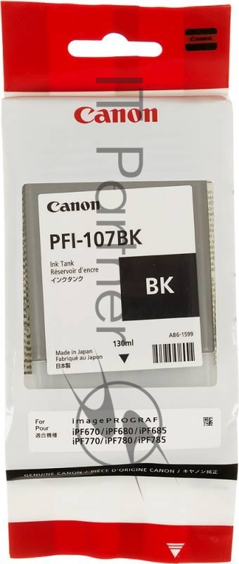 Картридж струйный Canon PFI-107BK (6705B001) черный (130 мл) для Canon iP F680/685/780/785