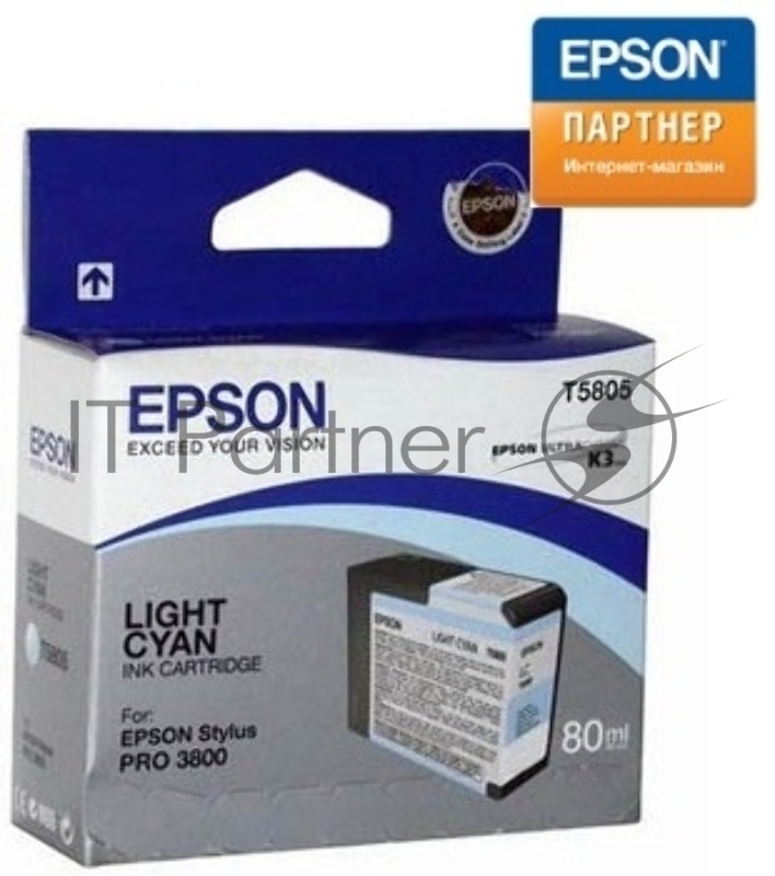 Картридж струйный Epson T5805 (C13T580500) светло-синий (80 мл) для Stylus Pro 3800