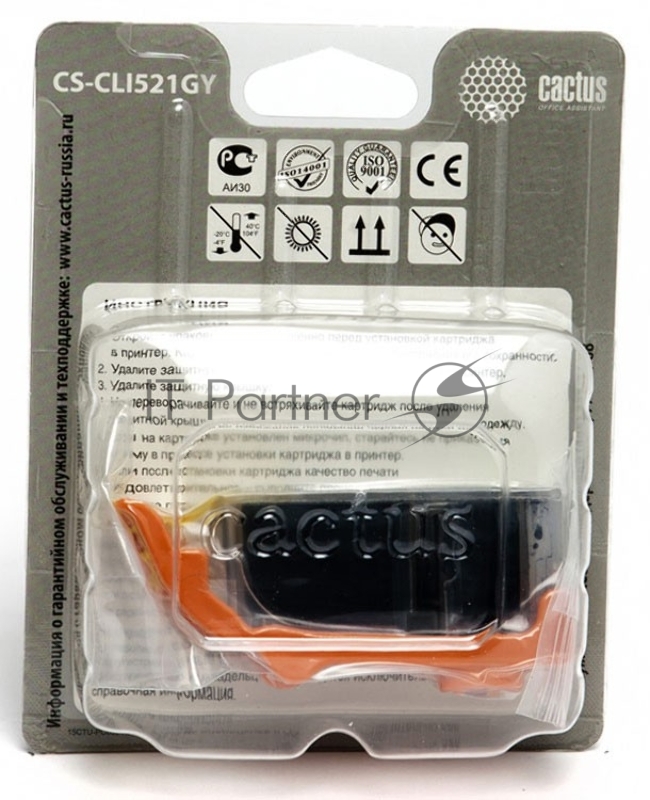 Картридж струйный Cactus CS-CLI521GY серый (8,4 мл) для Canon MP980/MP990