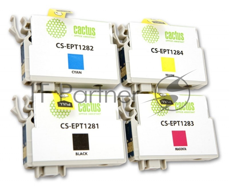 Картридж струйный Cactus CS-EPT1285 черный/голубой/пурпурный/желтый (31 мл) для Epson Stylus SX125/SX425W/SX420W/S22/Office BX305F/BX305FW