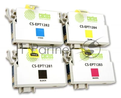 Картридж струйный Cactus CS-EPT1285 черный/голубой/пурпурный/желтый (31 мл) для Epson Stylus SX125/SX425W/SX420W/S22/Office BX305F/BX305FW