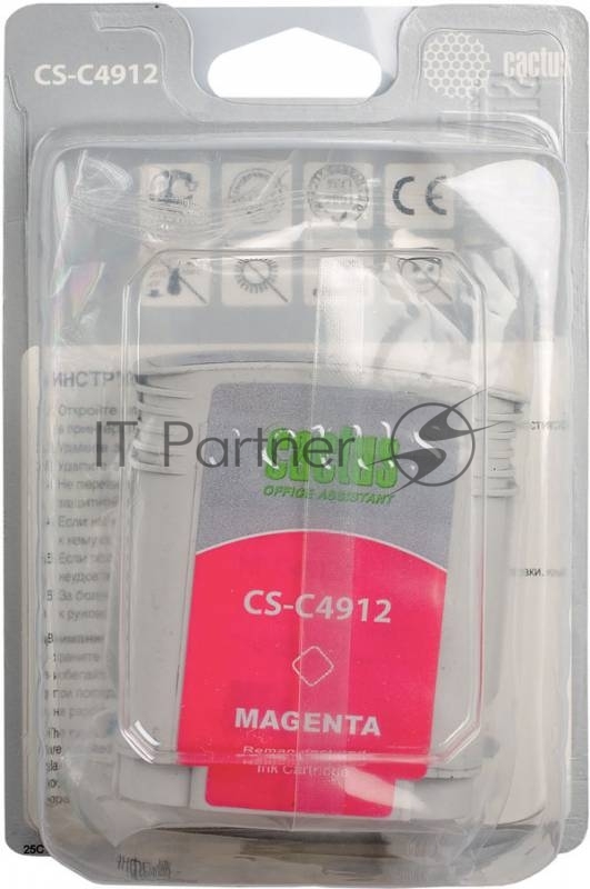 Картридж струйный Cactus CS-C4912 №82 пурпурный (72 мл) для HP Design Jet 500/800C