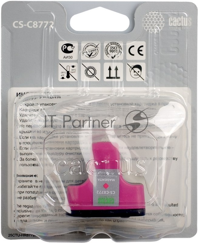 Картридж струйный Cactus CS-C8772 №177 пурпурный (11,4 мл) для HP PS 3213/3313/8253/C5183/C6183/C6283/C7183/C7283/C8183/D7163/D7263/D7363/D7463