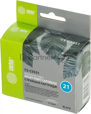 Картридж струйный Cactus CS-C9351 №21 черный (17 мл) для HP DJ 3920/3940/D1360/D1460/D1470/D1560/D2330/D2360/D2430/D2460/F370/F375/F380/F2180/F2187/F2224/F2280/F2290/F4140/F4172/F4180/F4190