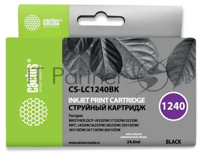 Картридж струйный Cactus CS-LC1240BK черный (24 мл) для Brother MFC-J6510/6910DW