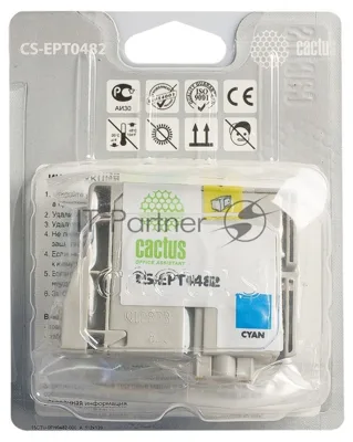 Картридж струйный Cactus CS-EPT0482 голубой (14.4 мл) для Epson Stylus Photo R200/R220/R300/R320/R340/RX500/RX600/RX620/RX640