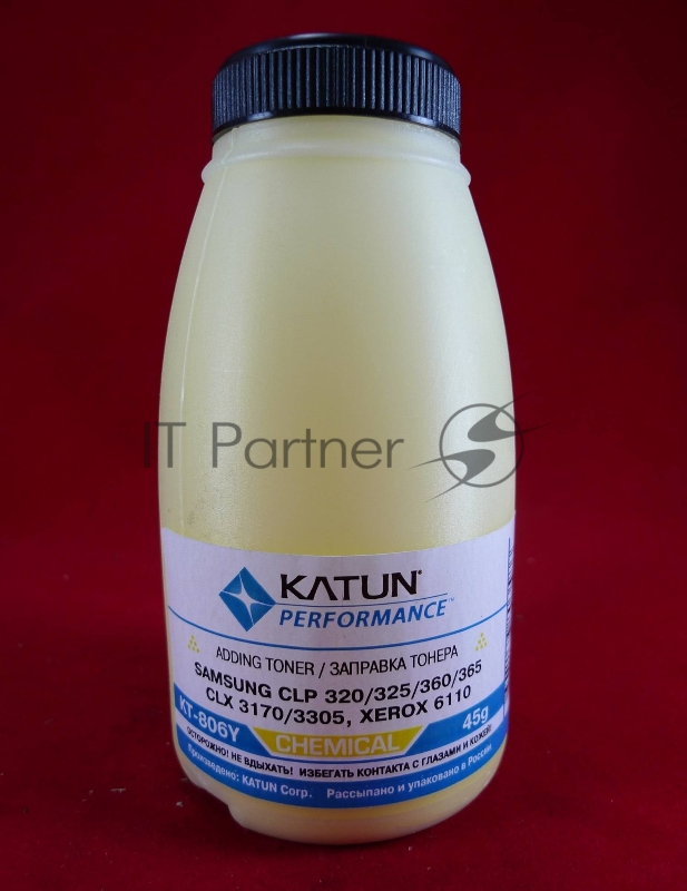 Тонер Samsung CLP 320/325/360/365, CLX 3170/3305, Xerox 6110 yellow, химический (фл.45г.) Katun фас. Россия