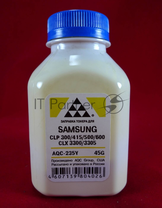 Тонер Samsung CLP 300/315/320/325/360/415/500/510/600/610/660/CLX3300/3305 Yellow, (фл.45г.) AQC фас. Россия