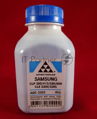 Тонер Samsung CLP 300/315/320/325/360/415/500/510/600/610/660/CLX3300/3305 Cyan, (фл.45г.) AQC фас. Россия
