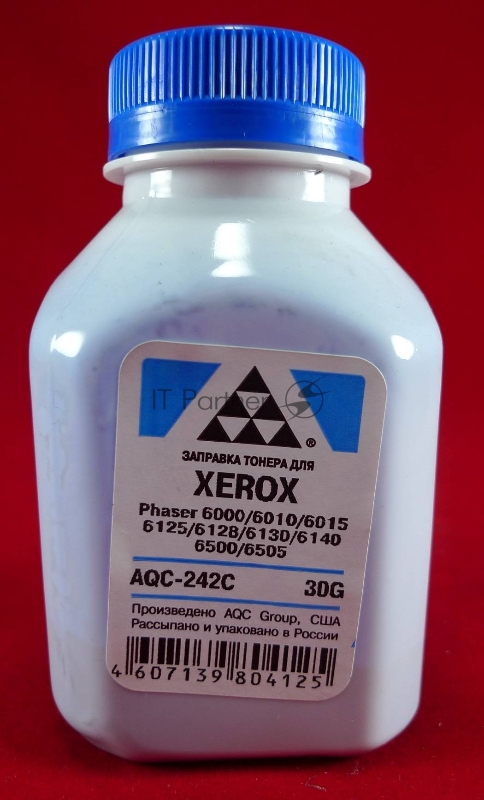 Тонер Xerox Phaser 6000/6010/6015/6125/6128/6130/6140/6500/6505 Cyan, (фл.30г.) AQC фас. России