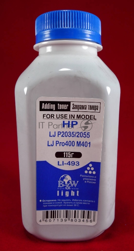 Тонер HP LJ P2035/2055/LJ Pro400 M401/M425 (флакон, 115г) B&W Light фас России