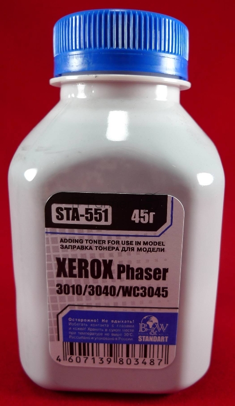 Тонер Xerox Phaser 3040/3010/WC 3045 (фл, 45г) B&W Standart фас России