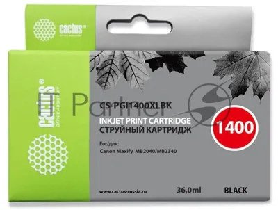 Картридж струйный Cactus CS-PGI1400XLBK черный (36 мл) для HP Canon MB2050/MB2350/MB2040/MB2340