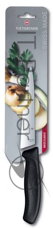 Нож кухонный Victorinox Swiss Classic (6.8003.15B) стальной разделочный лезв.150мм прямая заточка черный блистер